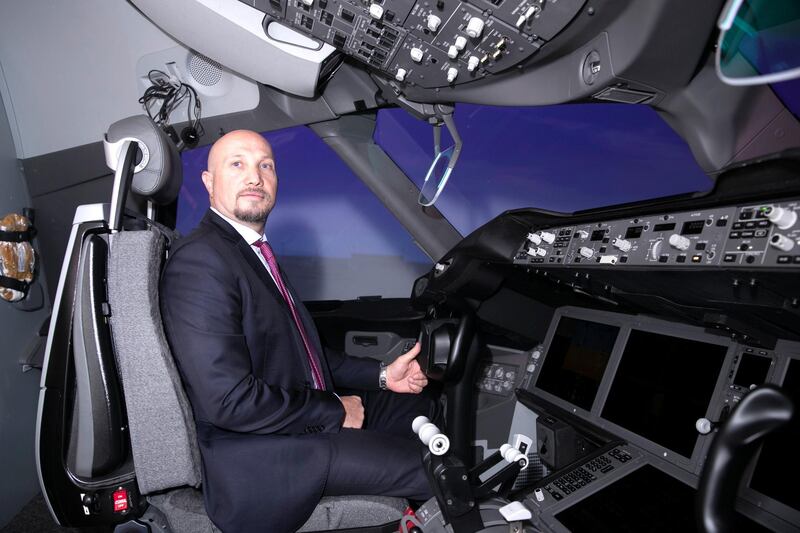 ABU DHABI, UNITED ARAB EMIRATES - JUNE 26 2019.

 Paolo La Cava, Managing Director, Etihad Aviation Training (EAT), inside a Boeing 787 flight simulator.


Photo by Reem Mohammed/The National)

Reporter: 
Section: BZ