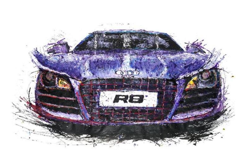 Popbangcolour's artwork, including this Audi R8 print, is available from £25 (Dh116). Popbangcolour