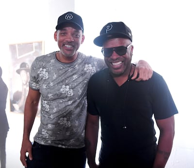Mandatory Credit: Photo by Startraks/Shutterstock (9265069ad)
Will Smith and DJ Jazzy Jeff
'Moises Aria's Ink On Wood' Exhibit Preview, The 1 Hotel South Beach, Miami, USA - 07 Dec 2017