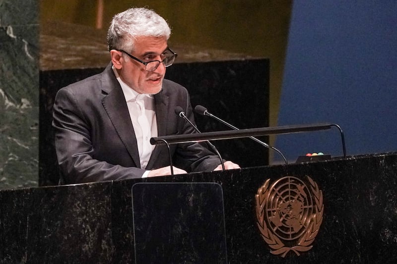 Iran's UN ambassador Amir Saeid Iravani says a 'sustainable ceasefire between Hamas and the other party' is possible. AP