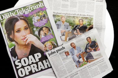 Australian newspapers report on the Oprah Winfrey interview. AP