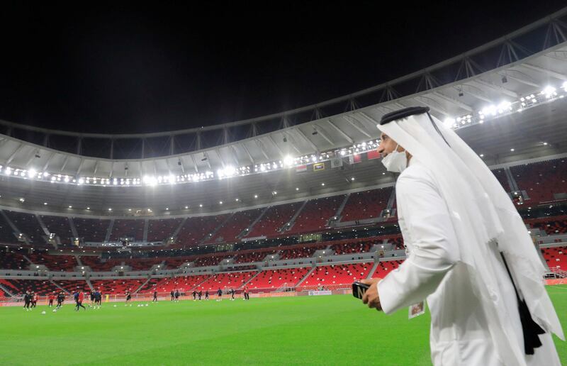 An official during Al Ahly's African Super Cup match against Raja Casablanca at the Ahmad bin Ali Stadium in Qatar on December 21, 2021. Reuters