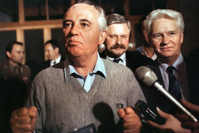 Gorbachev makes his first appearance after a failed military coup in August 1991. AFP