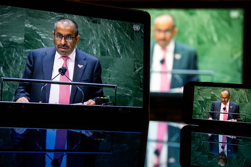 Khalifa Al Marar, Minister of State, represents the UAE at the UN General Assembly in New York. Bloomberg