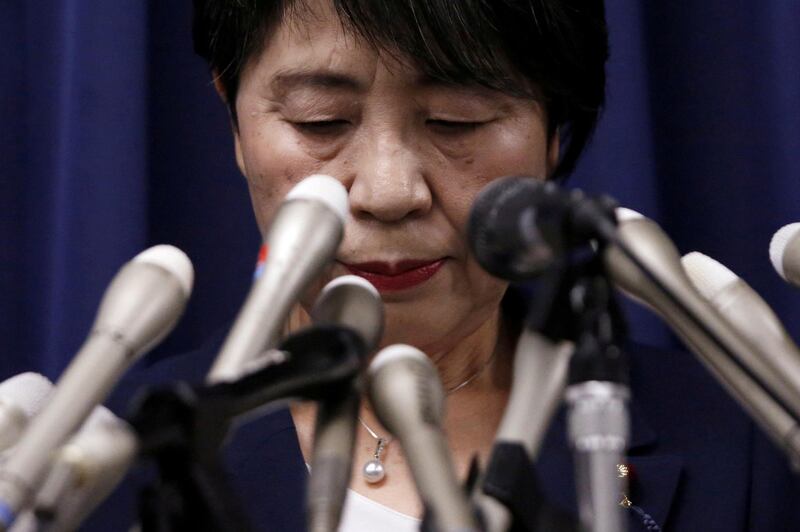 Japan’s justice minister Yoko Kamikawa attends a news conference in Tokyo, Japan. Issei Kato / Reuters