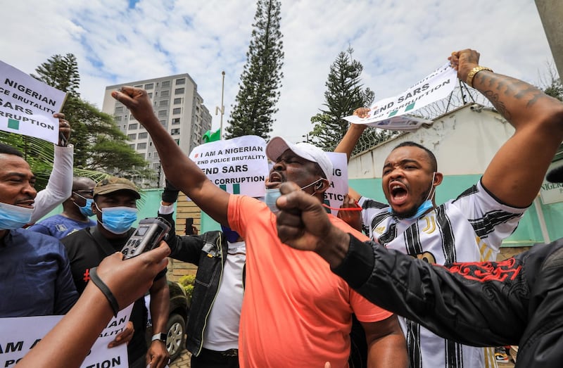 Protests against alleged brutal conduct of the SARS began in Nigeria earlier in October after a video reportedly showed personnel from the squad beating a man. EPA