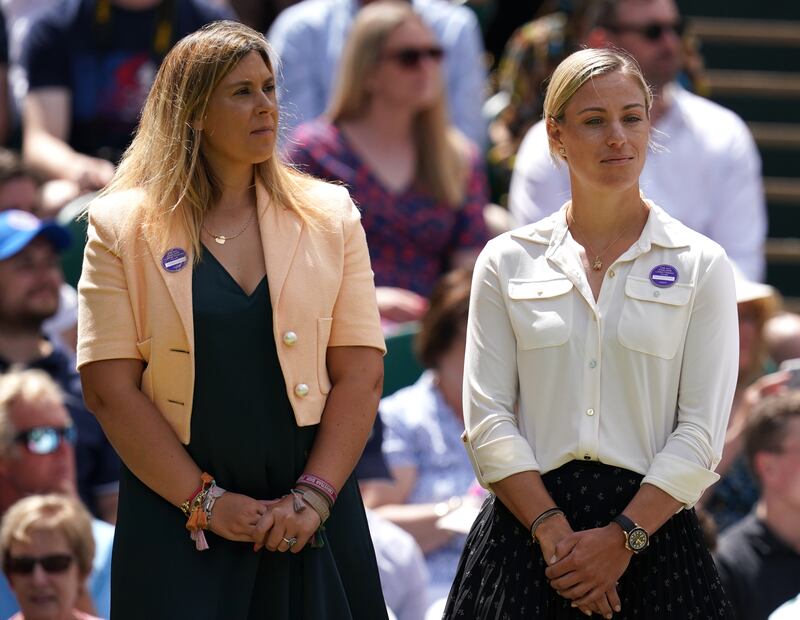 Former Wimbledon champions Marion Bartoli, left, and Angelique Kerber in 2022. PA