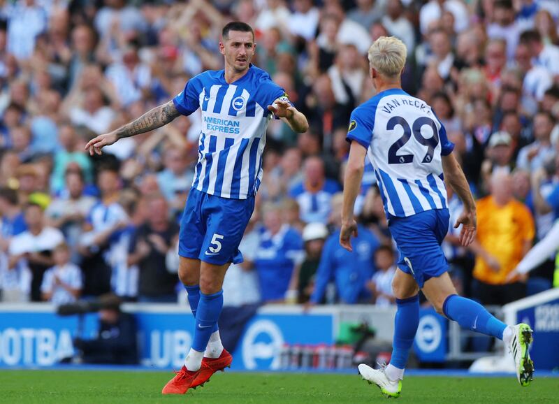 Poor pass into midfield led to Liverpool’s first goal but made amends with a composed finish to score Brighton’s equalising second from Solly March’s wide free-kick. Reuters