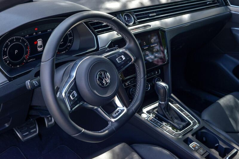 Abu Dhabi, United Arab Emirates - The new Volkswagen Arteon interior has a digital cockpit with a configurable display and panoramic sunroof on February 12, 2018. (Khushnum Bhandari/ The National)
