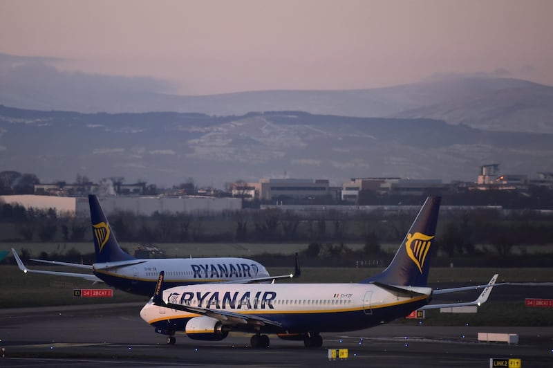 FILE PHOTO: Ryanair aircraft are seen at Dublin airport Dublin, Ireland March 20, 2018. REUTERS/Clodagh Kilcoyne/File Photo