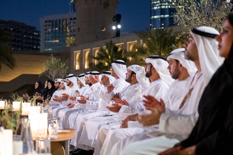 Guests attend the Abu Dhabi Awards at Qasr Al Hosn. 
Abdulla Al Neyadi /  UAE Presidential Court 
