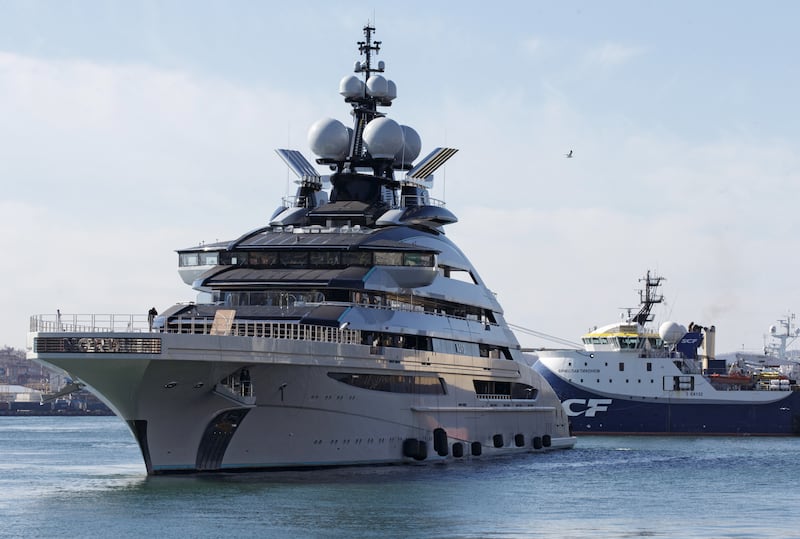 The superyacht Nord, reportedly owned by the sanctioned Russian oligarch Alexei Mordashov, is docked in the far eastern port of Vladivostok, Russia. Reuters