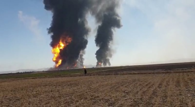 Fire and smoke rise from an explosion of a gas tanker in Herat, Afghanistan. Reuters