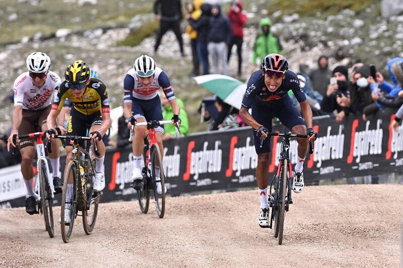 Colombia's Egan Bernal  on his way to victory in Stage 9 of the Giro. AFP