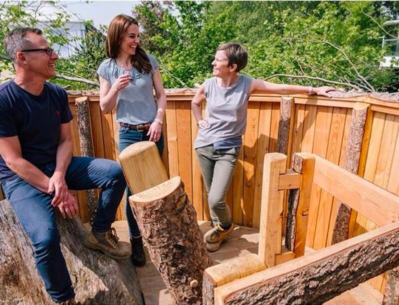 The Duchess of Cambridge wears a Warehouse T-shirt while preparing her RHS Chelsea Flower Show garden in May 2019. Instagram / Kensington Royal 