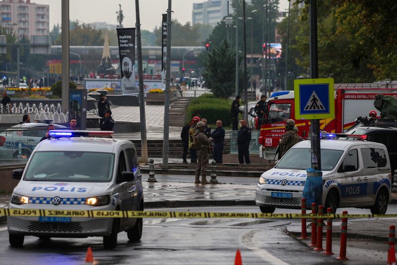 Turkish security forces cordon off an area after the explosion. AP