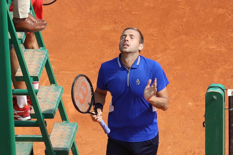 Britain's Dan Evans celebrates after beating Novak Djokovic 6-4, 7-5. AFP