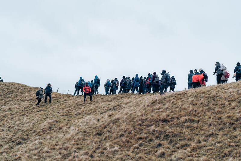 The Muslim Hikers on their Christmas Day walk in the Peak District. PA