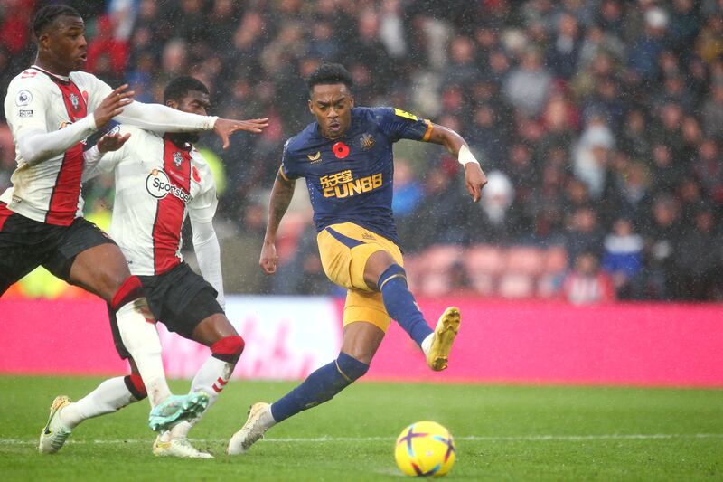 Newcastle's Joe Willock makes it 3-0. Getty