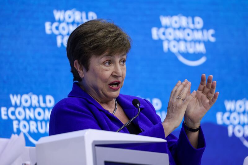Kristalina Georgieva, managing director of the International Monetary Fund (IMF), speaks during a panel session on the opening day of the World Economic Forum (WEF) in Davos. Bloomberg
