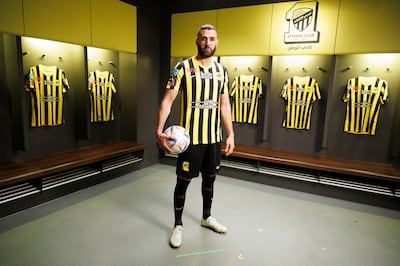 Former Real Madrid striker Karim Benzema was unveiled as an Al Ittihad player in front of thousands of fans in Saudi Arabia. Photo: Al Ittihad