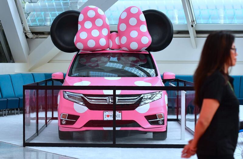 A 2018 Honda Odyssey adorned with Minnie Mouse decorations. AFP