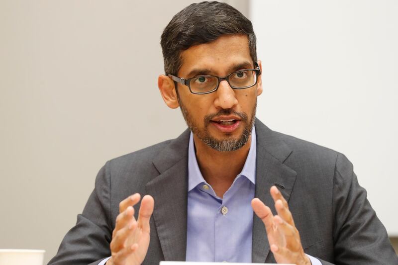 FILE- In this Oct. 3, 2019 file photo, Google CEO Sundar Pichai speaks during a visit to El Centro College in Dallas. U.S. tech giant Google is investing in a $10 billion fund to help accelerate Indiaâ€™s transition to a digital economy in the next five to seven years. 
Pichai, said Monday that the project will focus on building products that are relevant to Indiaâ€™s needs and empowering businesses for their â€œdigital transformation.â€(AP Photo/LM Otero, File)