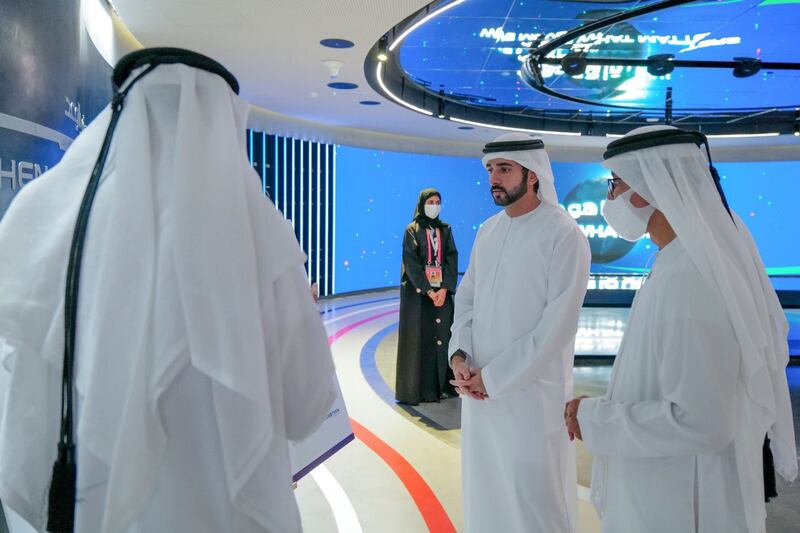 Sheikh Hamdan bin Mohammed, Crown Prince of Dubai, visited the DP World Pavilion at Expo 2020 Dubai on Friday. All photos: Twitter