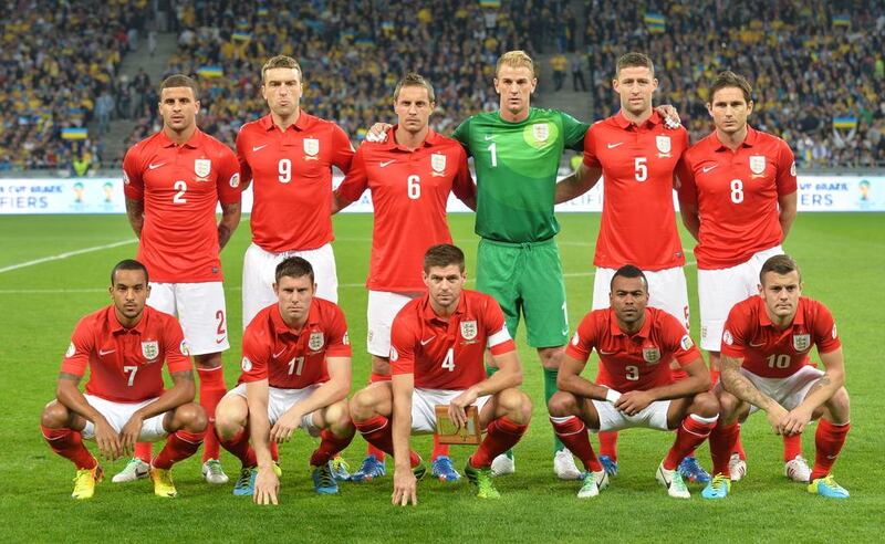 England team photo taken during World Cup qualifying on September 10, 2013. Sergei Supinsky / AFP
