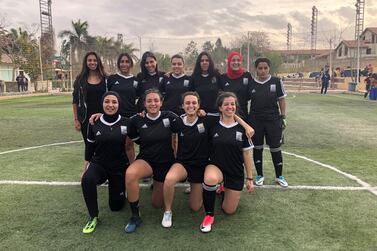 Farida Salem, far left top row, has been nominated for a coaching job with the national team and is the founder and director of Empower Football Academy. Courtesy Farida Salem