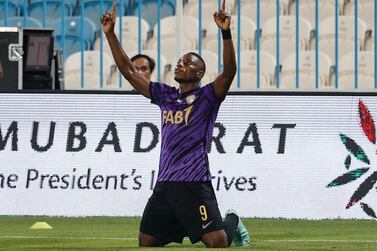 Laba Kodjo celebrates after firing in the winner in Al Ain’s 1-0 win at Baniyas. Photo: PLC