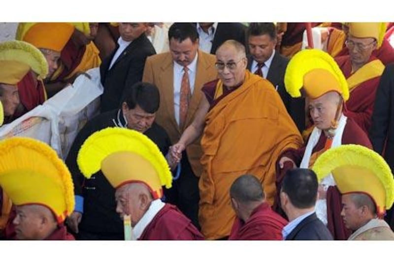 The Dalai Lama arrives at Tawang monastery in north-east Arunachal Pradesh state.
