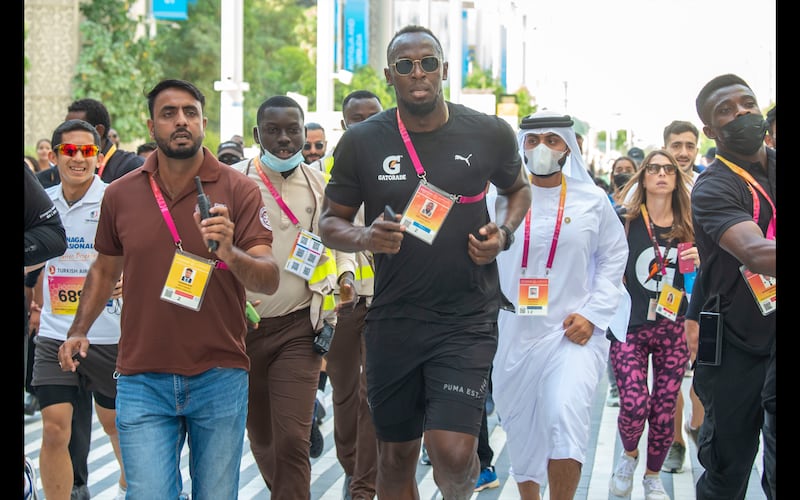 Jamaican sprint star Usain Bolt visited the Expo 2020 Dubai site. 