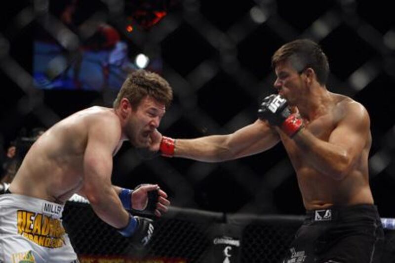 Demian Maia of Brazil, right, will replace the injured Vitor Belfort in the Abu Dhabi event.