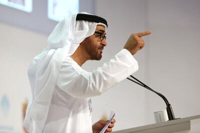Sheikh Mohammed delivers his speech at the Government Summit in 2015. Wam