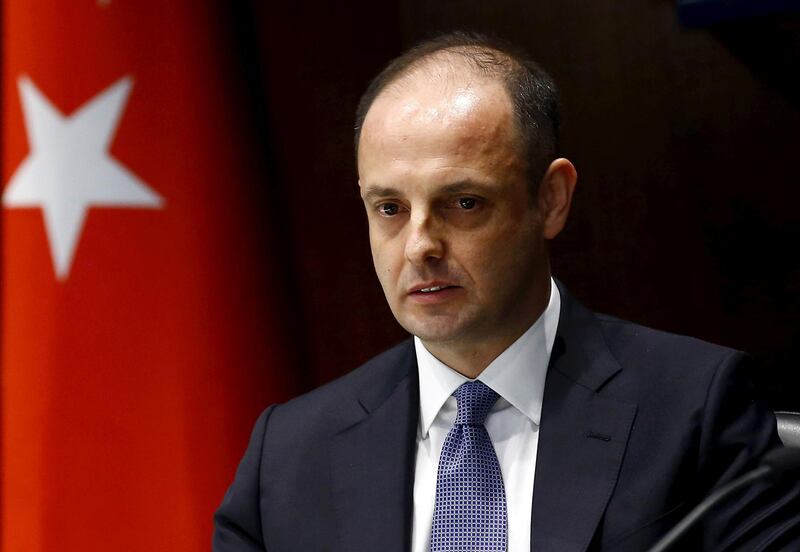 FILE PHOTO: Turkey's new central bank governor Murat Cetinkaya speaks during a brief ceremony at which he officially took over from outgoing governor Erdem Basci in Ankara, Turkey, April 19, 2016. REUTERS/Umit Bektas/File Photo