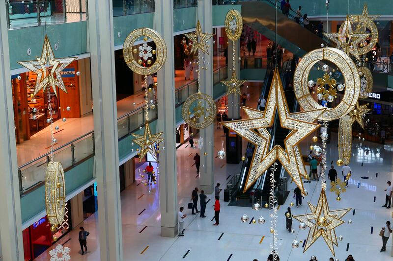 A view of The Dubai Mall at Christmas in 2021. Pawan Singh / The National
