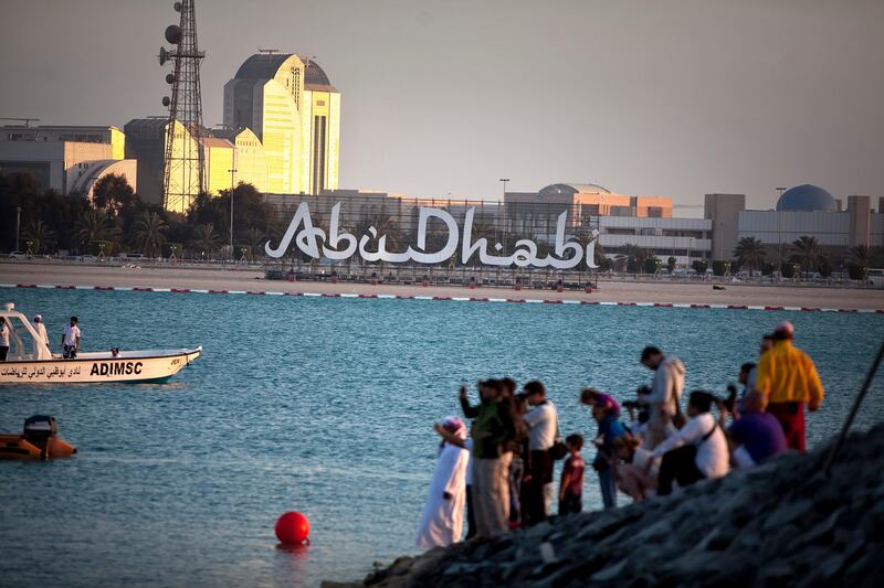 Boats finish the second leg, Cape Town to Abu Dhabi, of the Volvo Ocean Race on Wednesday, Jan. 4, 2012, at the Breakwater Corniche in Abu Dhabi.  (Silvia Razgova/The National)
