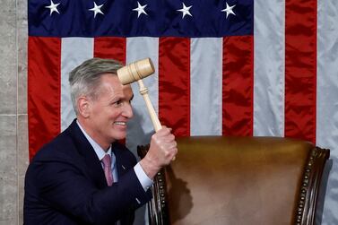 U. S.  House Republican Leader Kevin McCarthy (R-CA) wields the Speaker's gavel after being elected  the next Speaker of the U. S.  House of Representatives in a late night 15th round of voting on the fourth day of the 118th Congress at the U. S.  Capitol in Washington, U. S. , January 7, 2023.  REUTERS / Evelyn Hockstein