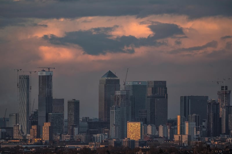 LONDON, ENGLAND - MARCH 18: A view over the City of London Skyline at sunset on March 18, 2019 in London, England. (Photo by Dan Kitwood/Getty Images)