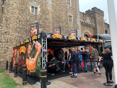 The WWE hosts a pop-up installation in front of Cardiff Castle. Evelyn Lau / The National
