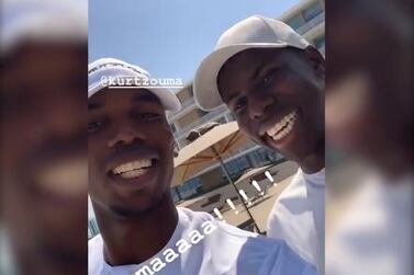 Paul Pogba with Kurt Zouma at the Bulgari Resort in Dubai. Courtesy Instagram