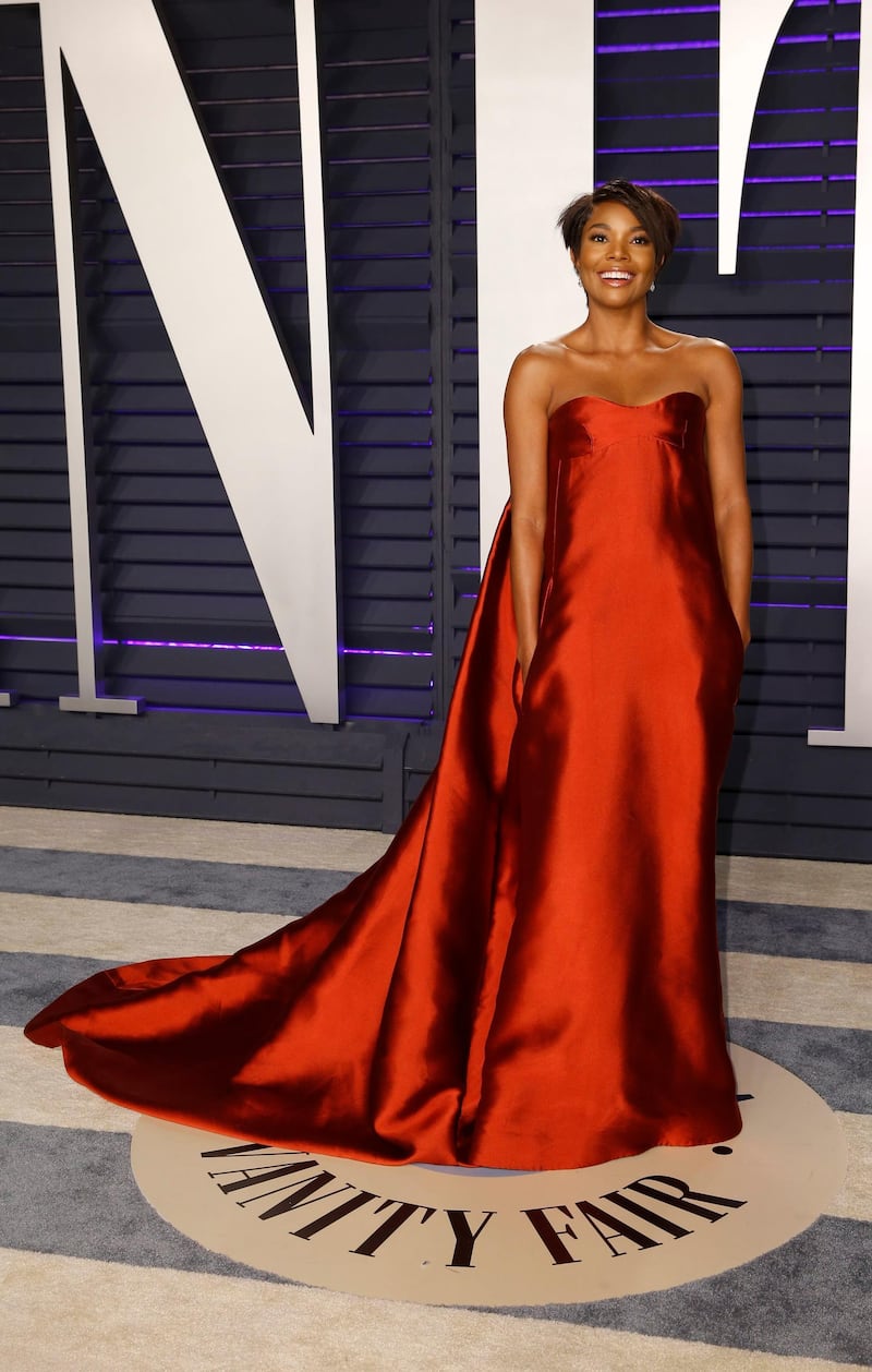 Gabrielle Union in Valentino arrives at the 2019 Vanity Fair Oscar Party. Reuters