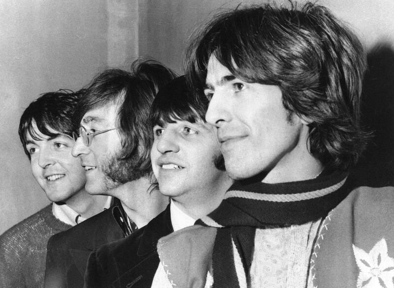 FILE - This Feb. 28, 1968 file photo shows The Beatles, from left, Paul McCartney, John Lennon, Ringo Starr and George Harrison. The Beatles have released a new music video on Apple Music for their 1968 song, â€œGlass Onion.â€ The video was released Tuesday and features rare photos and performance footage. The song appeared on their self-titled ninth album, often referred to as the â€œWhite Album,â€ which celebrates its 50th anniversary this year. (AP Photo, File)