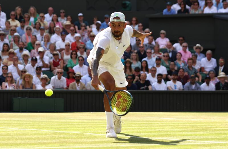 Nick Kyrgios during the match against Novak Djokovic. Getty