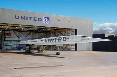 An artist’s rendition of United Airlines Boom Supersonic Overture jet. Boom Supersonic via AP