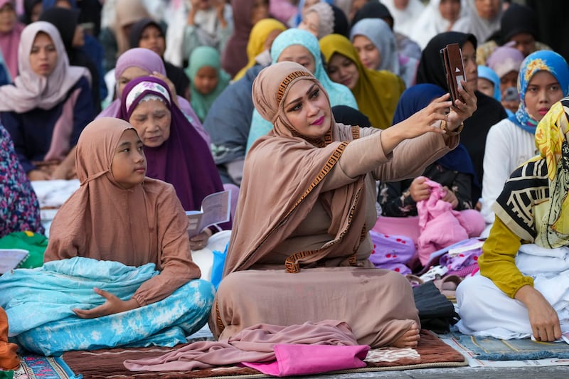 A selfie before morning prayers in Jakarta. AP