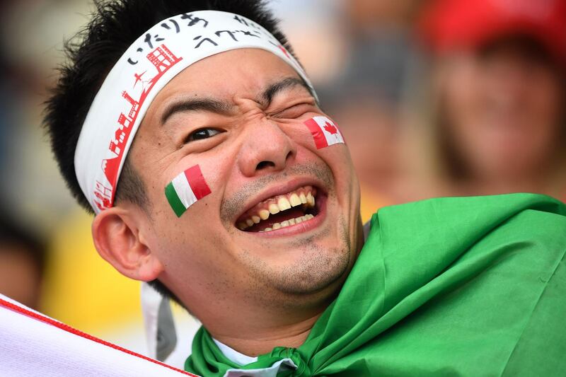 A Canada and Italy supporter at the Fukuoka Hakatanomori Stadium. AFP