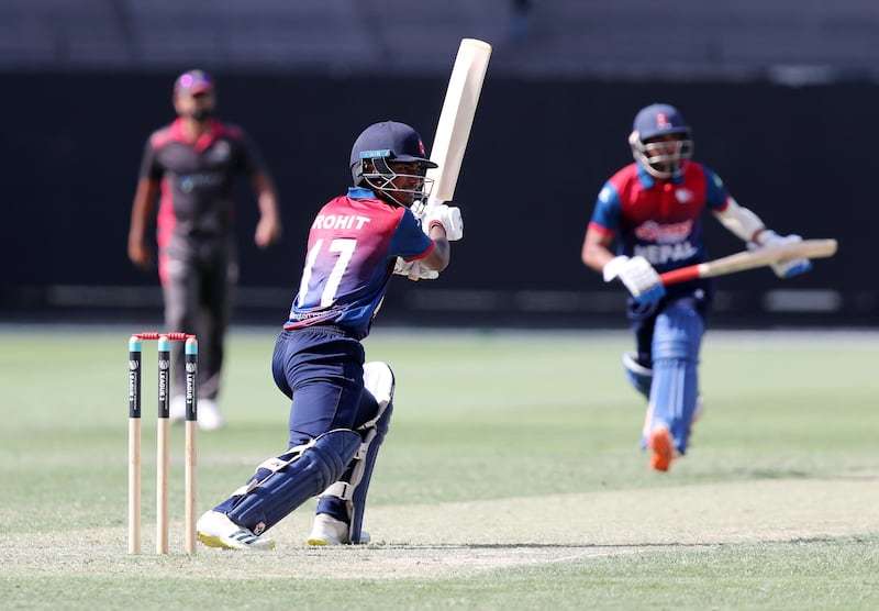 Nepal's Rohit Paudel in action.