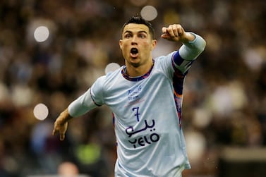 Soccer Football - Friendly - Saudi Pro League XI v Paris St Germain - King Fahd International Stadium, Riyadh, Saudia Arabia - January 19, 2023 Saudi Pro League XI's Cristiano Ronaldo celebrates scoring their first goal REUTERS / Ahmed Yosri     TPX IMAGES OF THE DAY